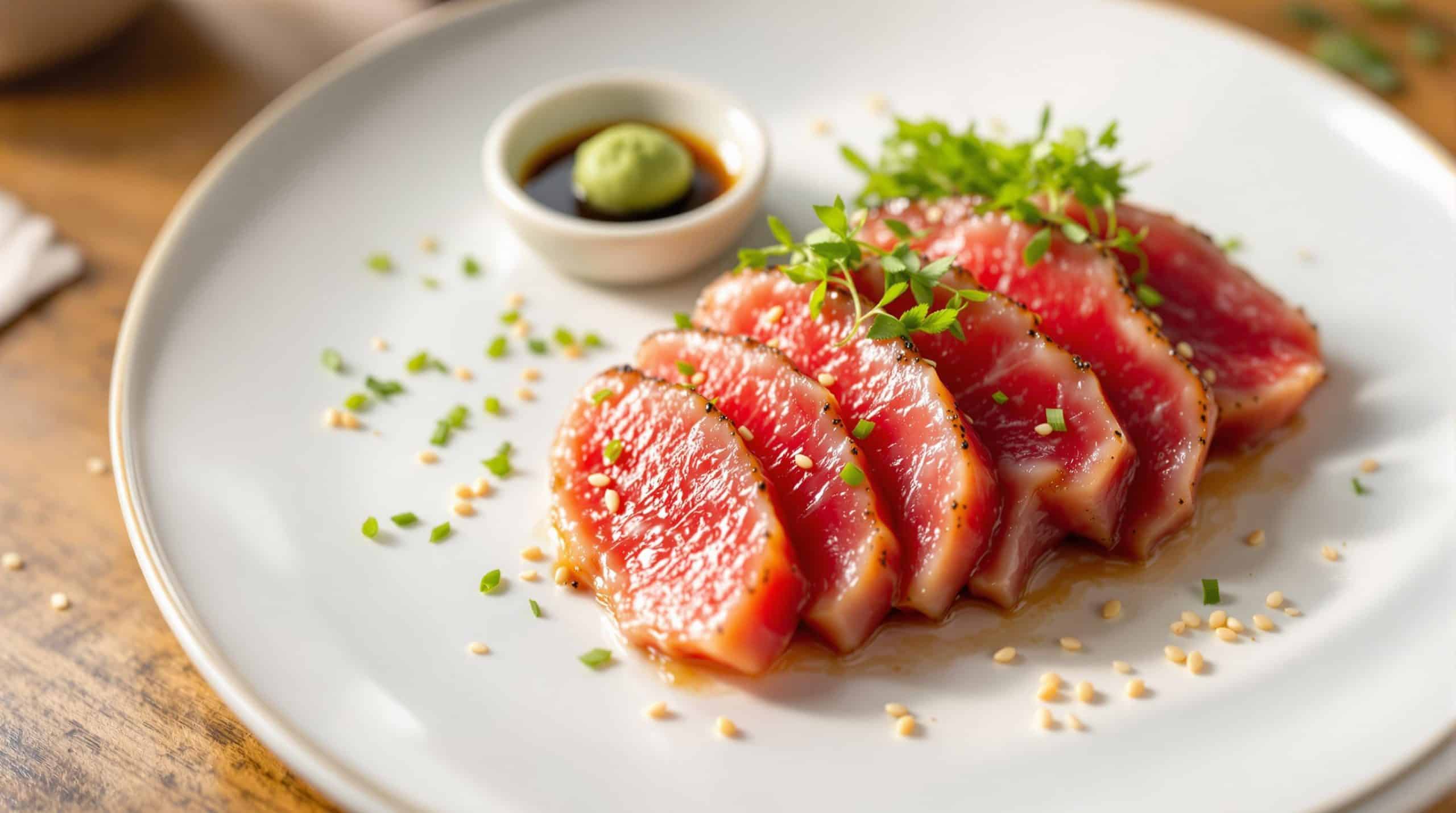 Tataki de thon : technique japonaise et pr&eacute;sentation raffin&eacute;e