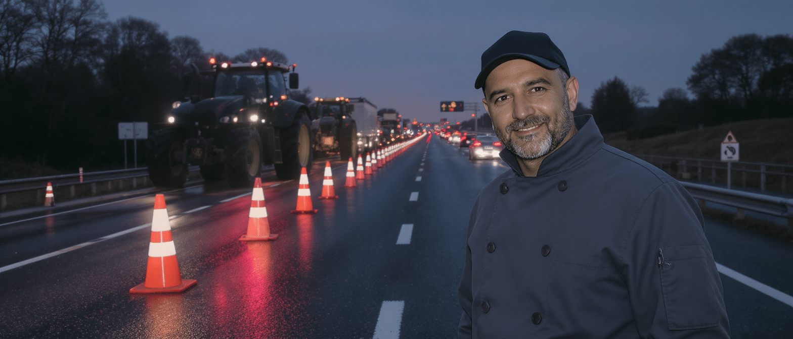 Philippe Etchebest s&rsquo;engage aux c&ocirc;t&eacute;s des agriculteurs pour bloquer l&rsquo;A63 &agrave; Cestas en Gironde face &agrave; une dermatose