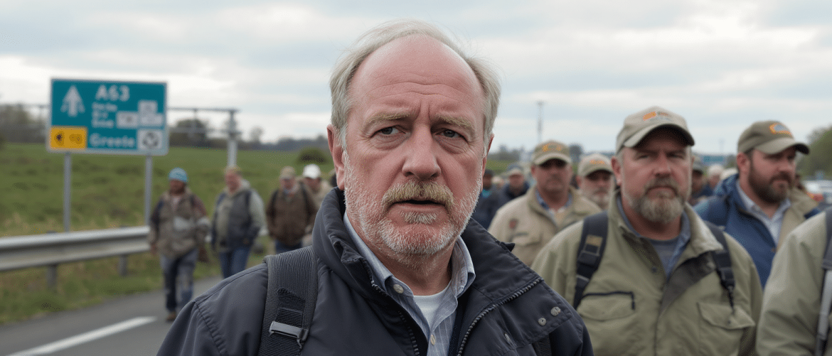 Philippe Etchebest s&rsquo;engage aux côtés des agriculteurs pour bloquer l&rsquo;A63 à Cestas en Gironde face à une dermatose