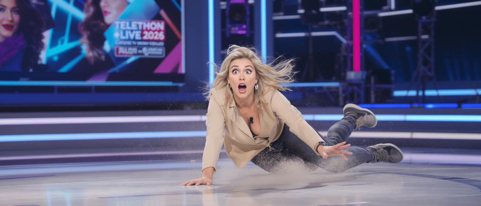 T&eacute;l&eacute;thon 2026 : Sophie Davant victime d&rsquo;une lourde chute en direct, l&rsquo;&eacute;motion est palpable