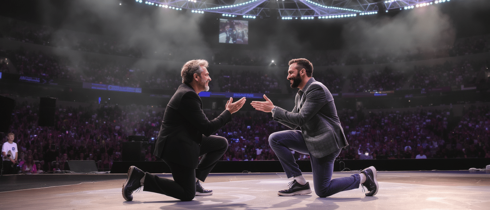 Pierre Niney dit &laquo; Oui ! &raquo; : demande en mariage &eacute;mouvante de Loris Giuliano &agrave; l&rsquo;Accor Arena
