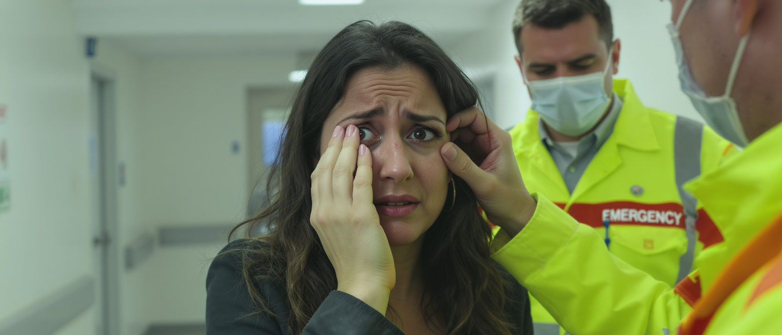 Estelle Denis frapp&eacute;e par un abc&egrave;s oculaire : douleur intense et risque imminent de perdre la vue, &eacute;vacu&eacute;e en urgence