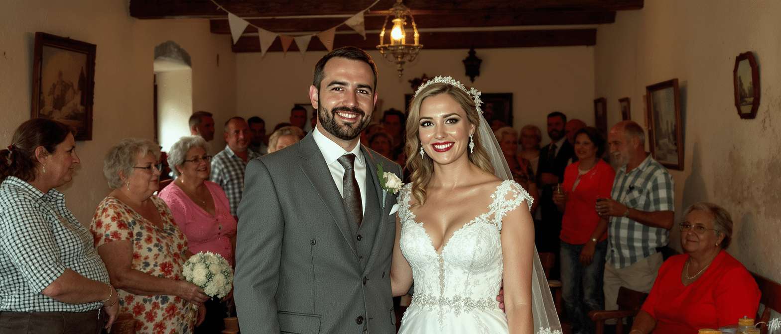 stéphane et nejla de l’amour est dans le pré célèbrent leur mariage émouvant dans une salle comble au cœur d’un village pittoresque de 334 habitants, une cérémonie pleine d’amour et de convivialité.