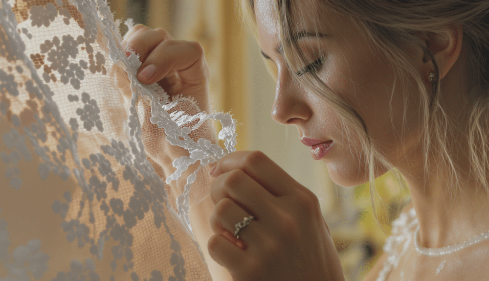 Thylane Blondeau r&eacute;v&egrave;le les secrets de fabrication de sa robe de mari&eacute;e Miu Miu : un chef-d&rsquo;&oelig;uvre en dentelle n&eacute;cessitant 240 heures de travail